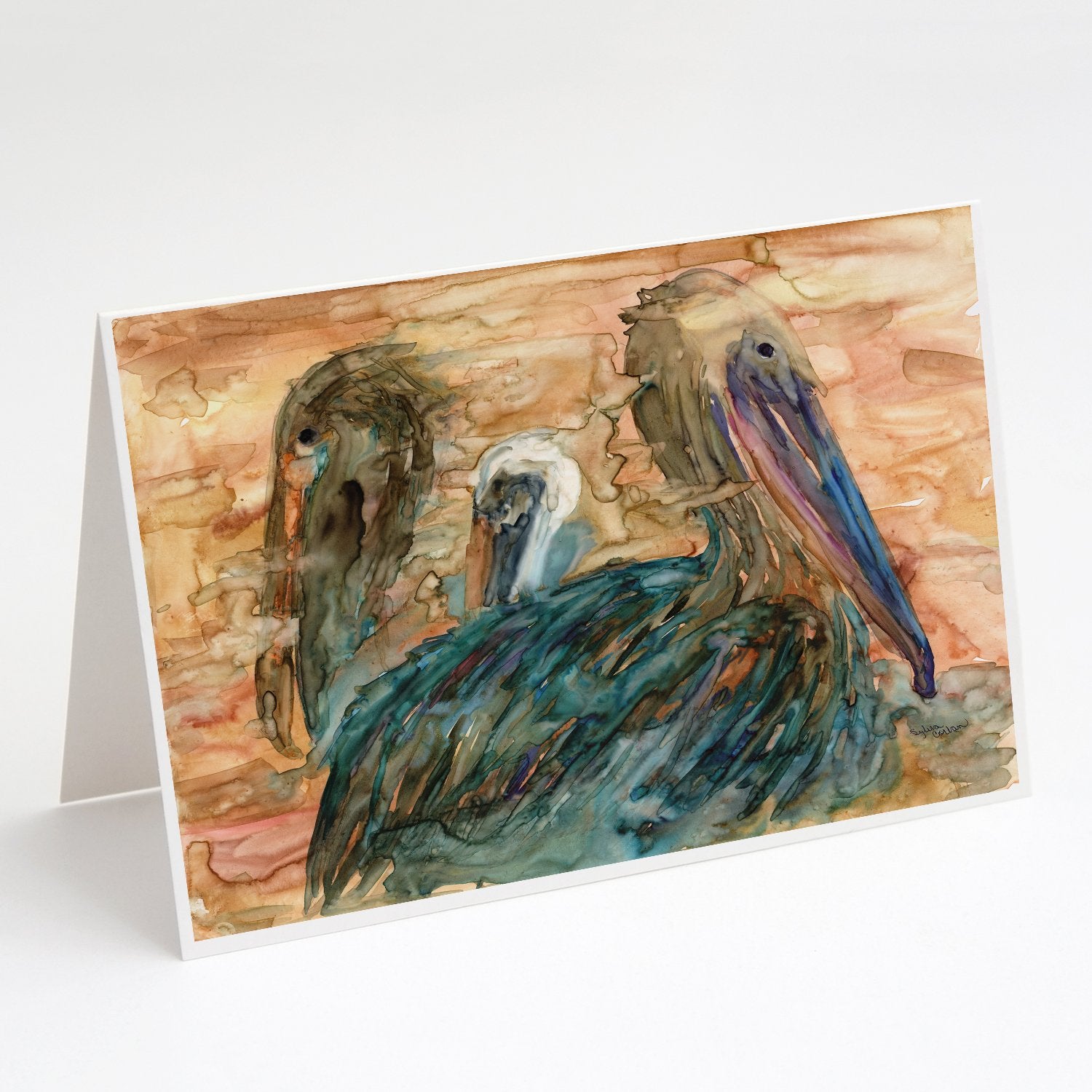 Buy this Abstract Pelicans Greeting Cards and Envelopes Pack of 8