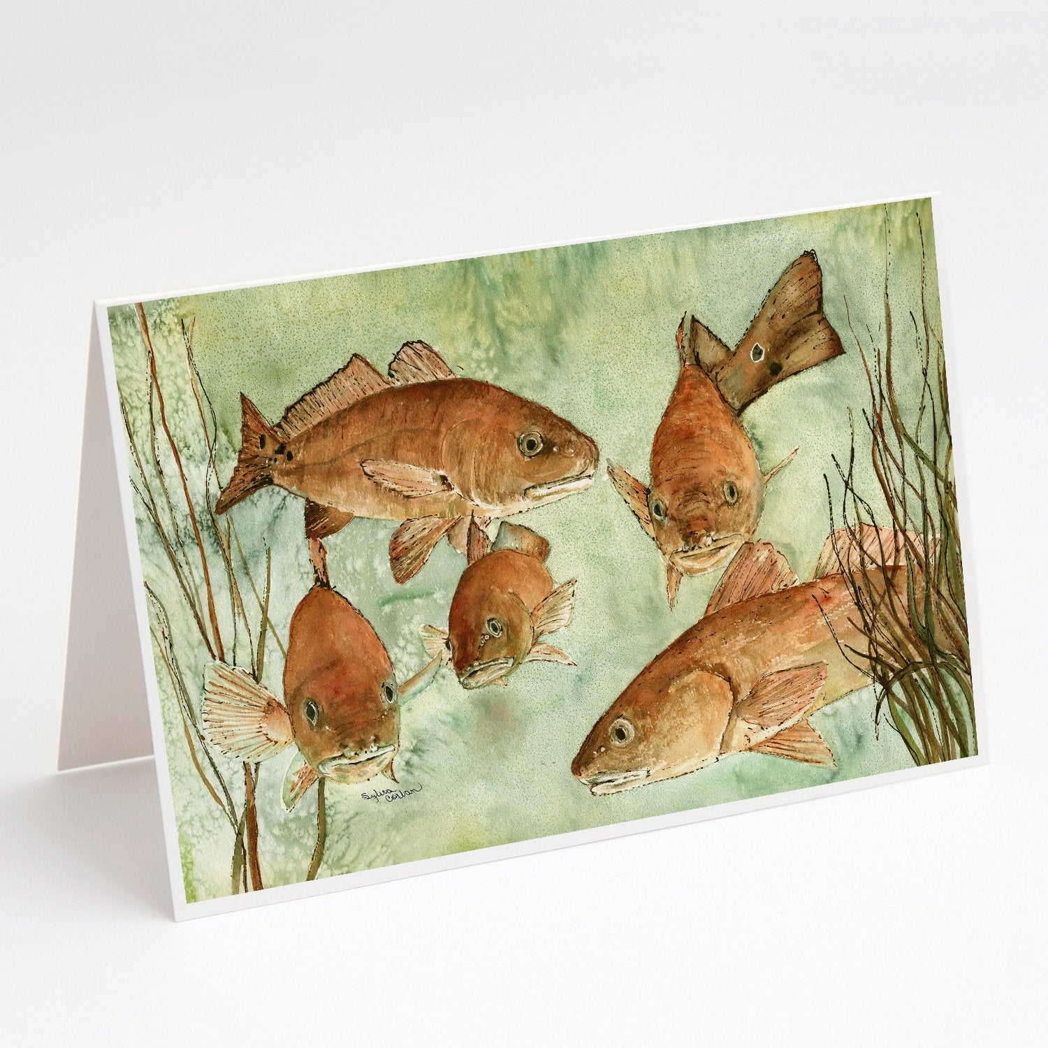 Buy this Red Fish Swim Greeting Cards and Envelopes Pack of 8