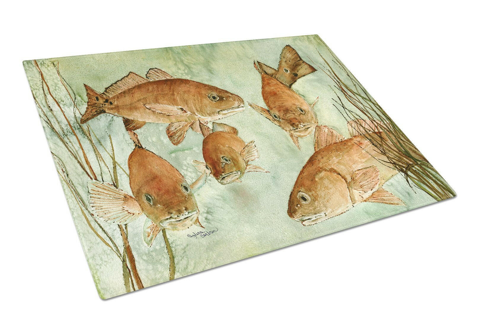 Red Fish Swim Glass Cutting Board Large 8983LCB by Caroline's Treasures