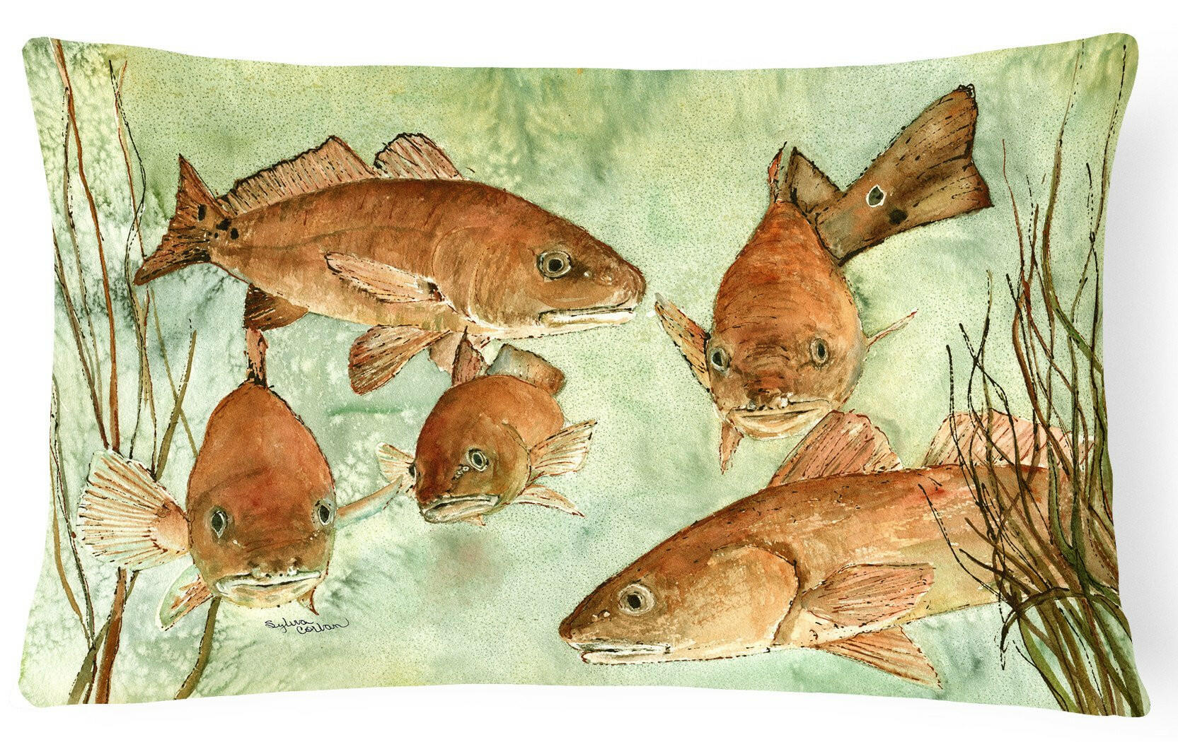 Red Fish Swim Fabric Decorative Pillow 8983PW1216 by Caroline's Treasures