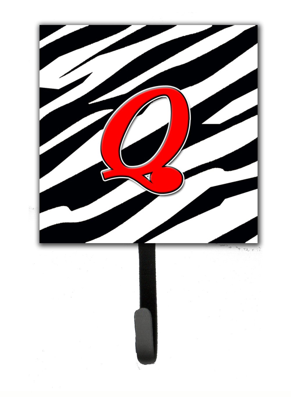 Letter Q Initial Monogram - Zebra Red Leash Holder or Key Hook by Caroline's Treasures