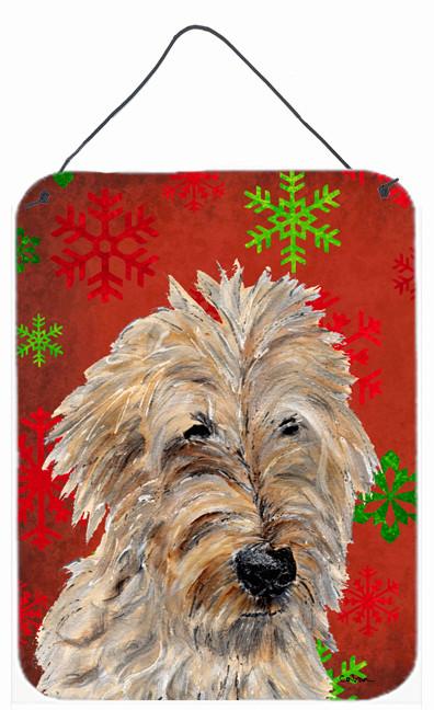 Golden Doodle 2 Red Snowflakes Holiday Wall or Door Hanging Prints SC9763DS1216 by Caroline's Treasures