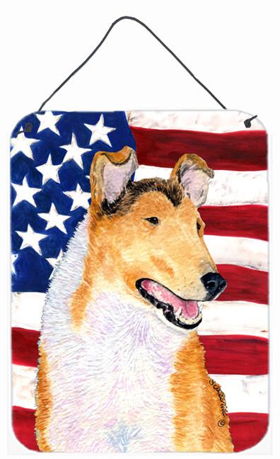 USA American Flag with Collie Smooth Wall or Door Hanging Prints by Caroline's Treasures
