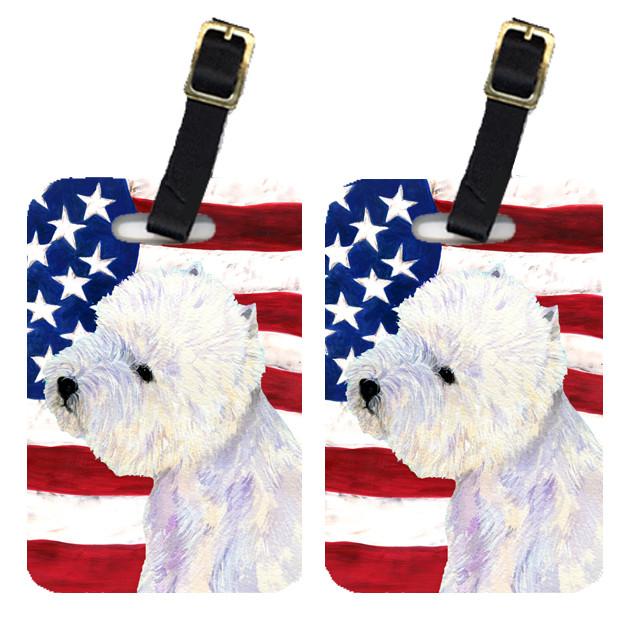 Pair of USA American Flag with Westie Luggage Tags SS4249BT by Caroline&#39;s Treasures