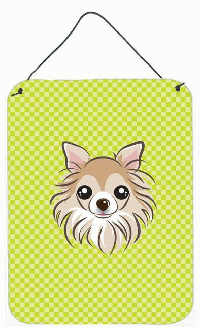 Checkerboard Lime Green Chihuahua Wall or Door Hanging Prints BB1313DS1216 by Caroline's Treasures