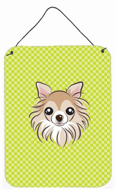 Checkerboard Lime Green Chihuahua Wall or Door Hanging Prints BB1313DS1216 by Caroline's Treasures
