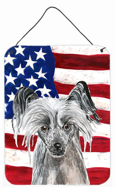 Chinese Crested USA American Flag Aluminium Metal Wall or Door Hanging Prints by Caroline's Treasures