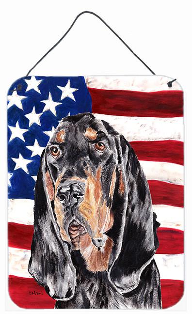 Coonhound Black and Tan USA American Flag Wall or Door Hanging Prints by Caroline's Treasures