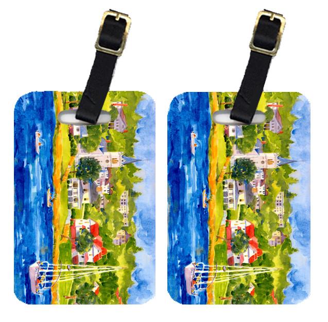 Pair of 2 Harbour Scene with Sailboat Luggage Tags by Caroline&#39;s Treasures