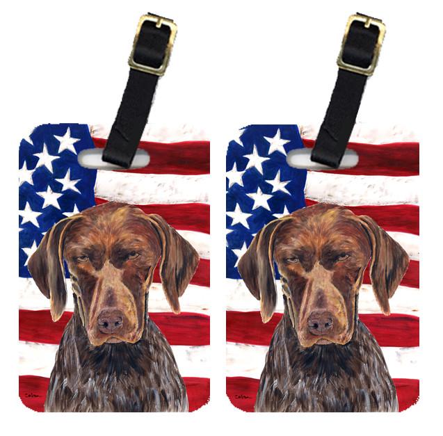 Pair of USA American Flag with German Shorthaired Pointer Luggage Tags SC9034BT by Caroline's Treasures