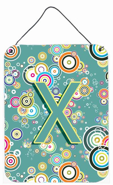 Letter X Circle Circle Teal Initial Alphabet Wall or Door Hanging Prints CJ2015-XDS1216 by Caroline's Treasures