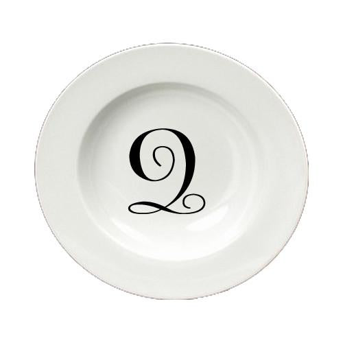 Letter Q Initial Monogram Script Round Ceramic White Soup Bowl CJ1057-Q-SBW-825 by Caroline's Treasures