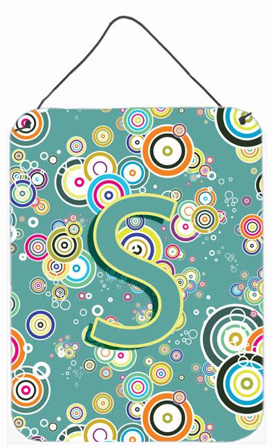 Letter S Circle Circle Teal Initial Alphabet Wall or Door Hanging Prints CJ2015-SDS1216 by Caroline's Treasures