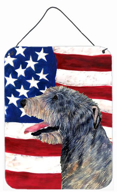 USA American Flag with Irish Wolfhound Wall or Door Hanging Prints by Caroline's Treasures