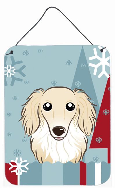 Winter Holiday Longhair Creme Dachshund Wall or Door Hanging Prints BB1708DS1216 by Caroline's Treasures