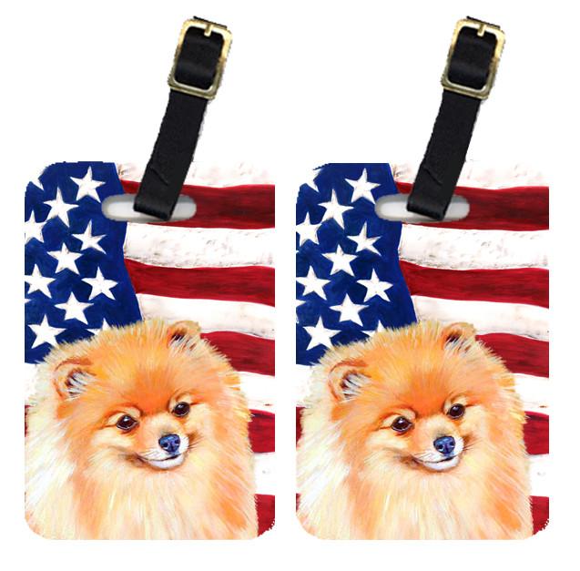 Pair of USA American Flag with Pomeranian Luggage Tags LH9034BT by Caroline's Treasures