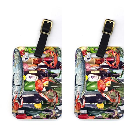 Pair of Wine and Speckled Trout Luggage Tags by Caroline&#39;s Treasures