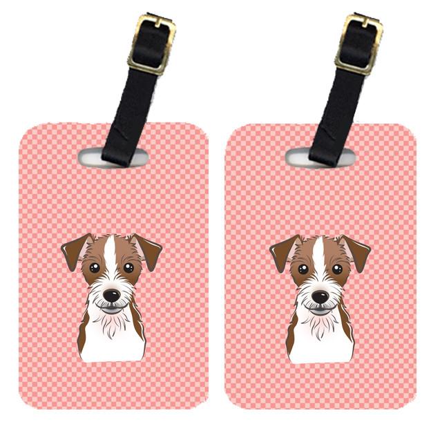 Pair of Checkerboard Pink Jack Russell Terrier Luggage Tags BB1202BT by Caroline's Treasures