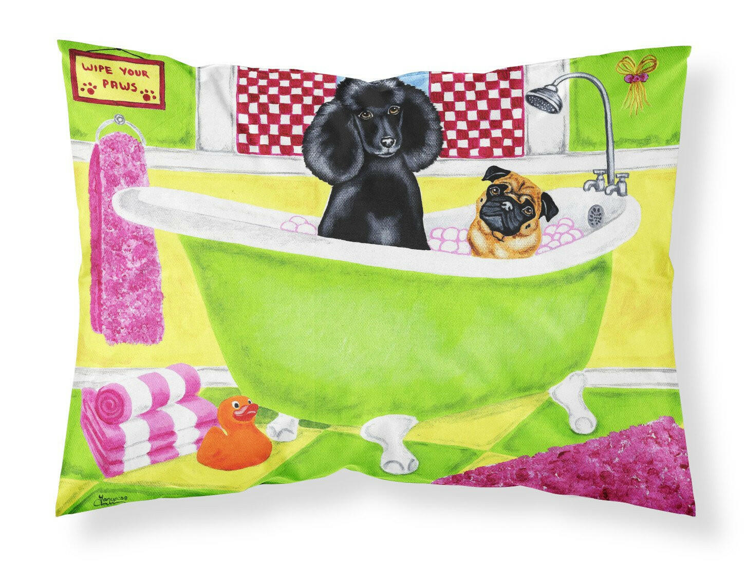 Tub for Two with Poodle and Pug Fabric Standard Pillowcase AMB1335PILLOWCASE by Caroline's Treasures