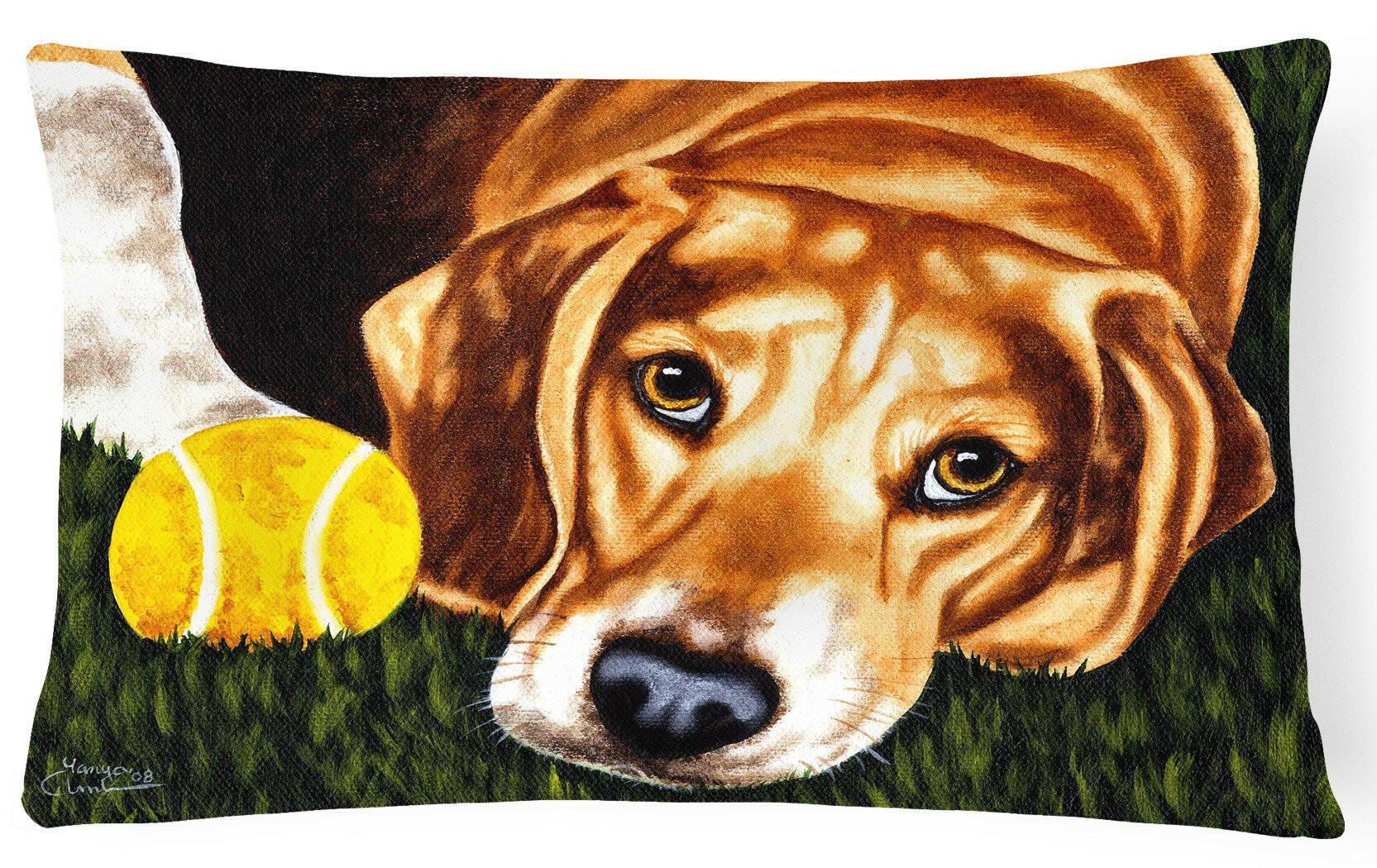 Have Ball Will Travel Beagle Fabric Decorative Pillow AMB1358PW1216 by Caroline's Treasures
