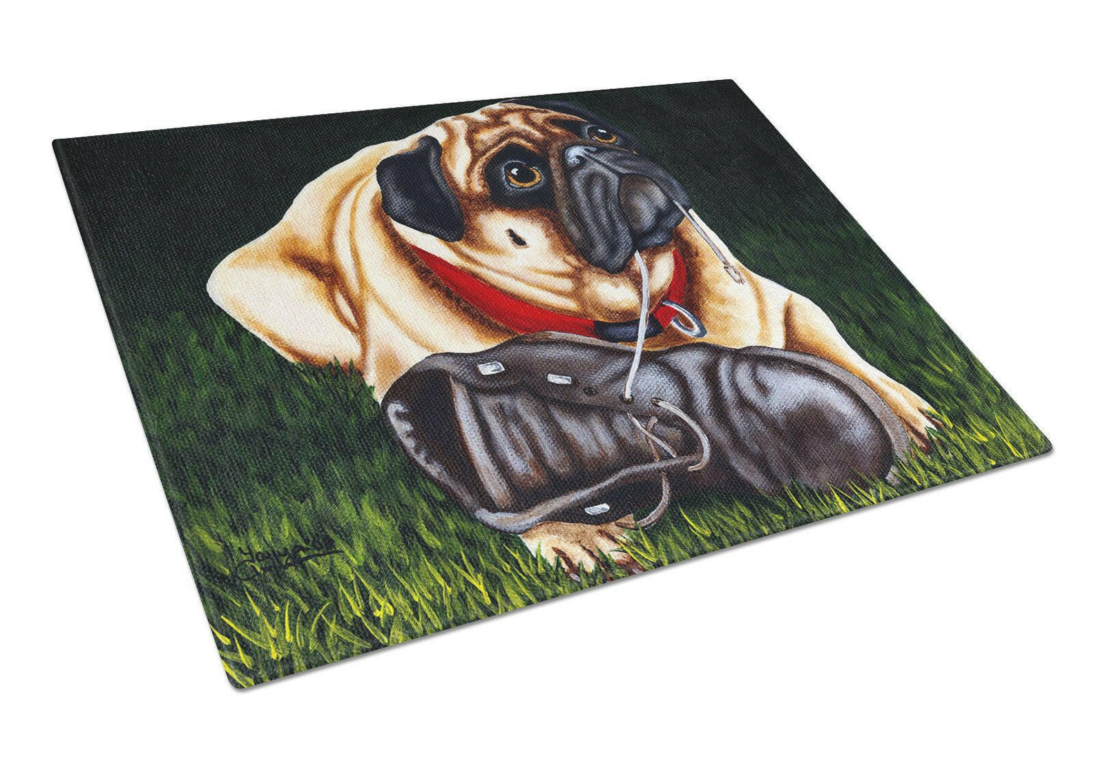 Cluster Buster the Pug Glass Cutting Board Large AMB1382LCB by Caroline's Treasures