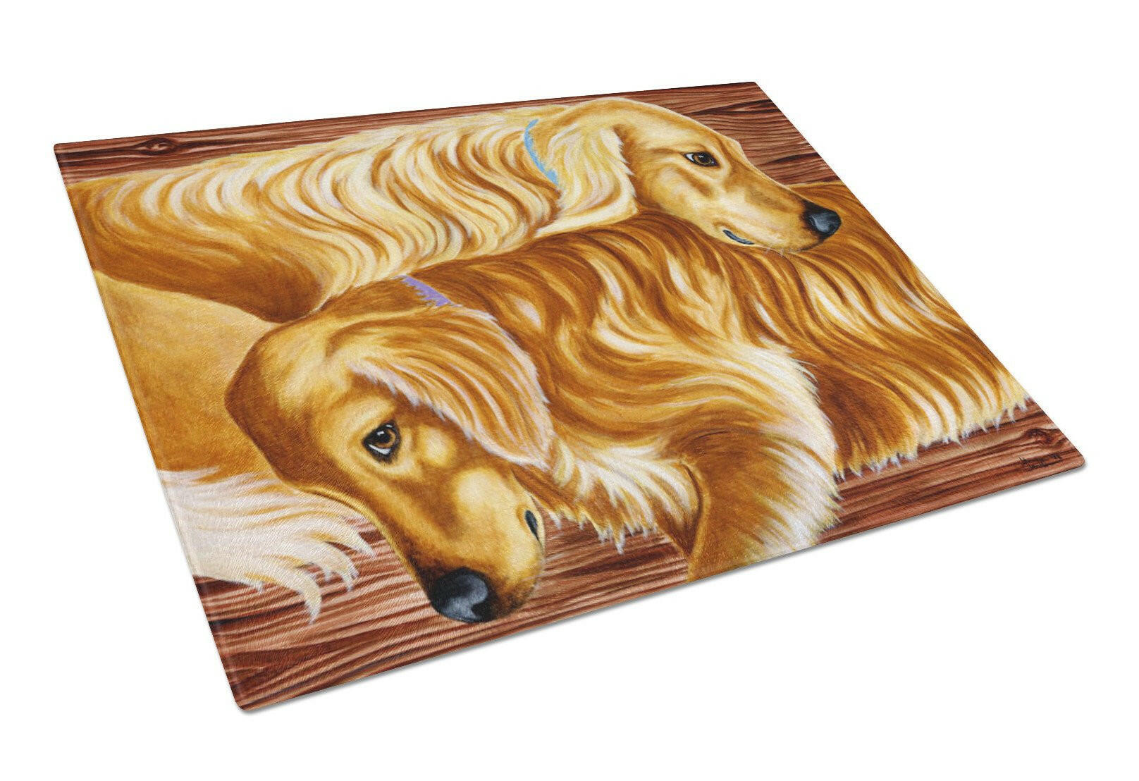 Zeus and Chloie the Golden Retrievers Glass Cutting Board Large AMB1387LCB by Caroline's Treasures