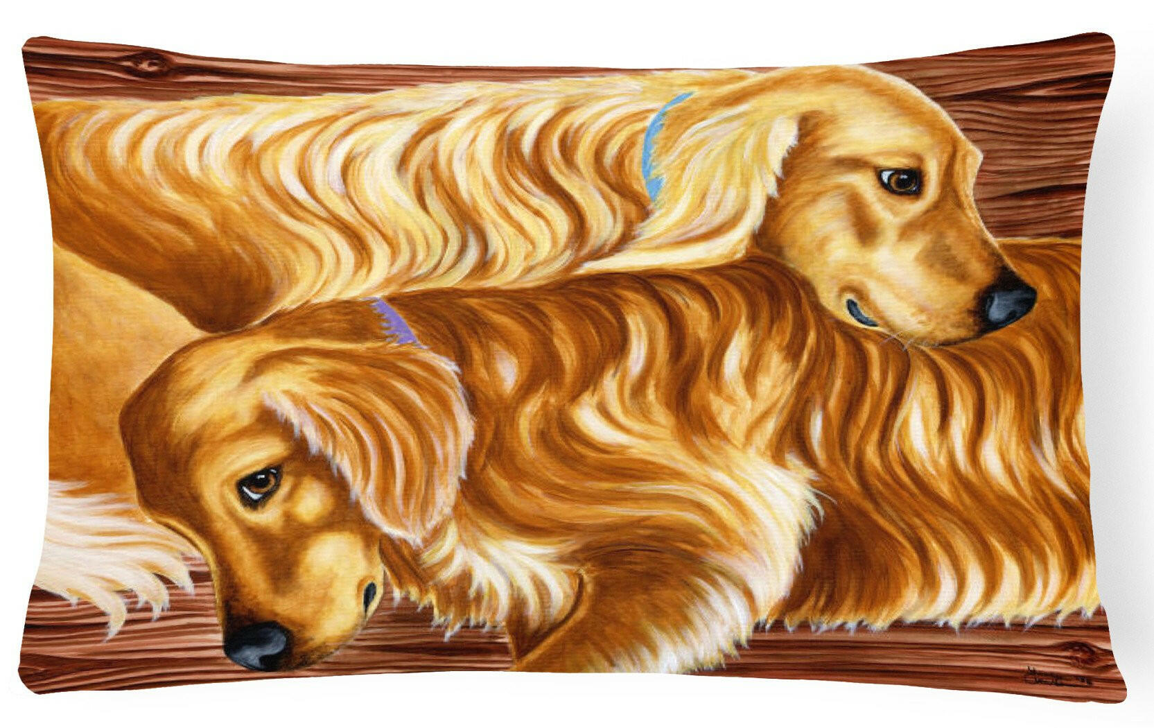 Zeus and Chloie the Golden Retrievers Fabric Decorative Pillow AMB1387PW1216 by Caroline's Treasures