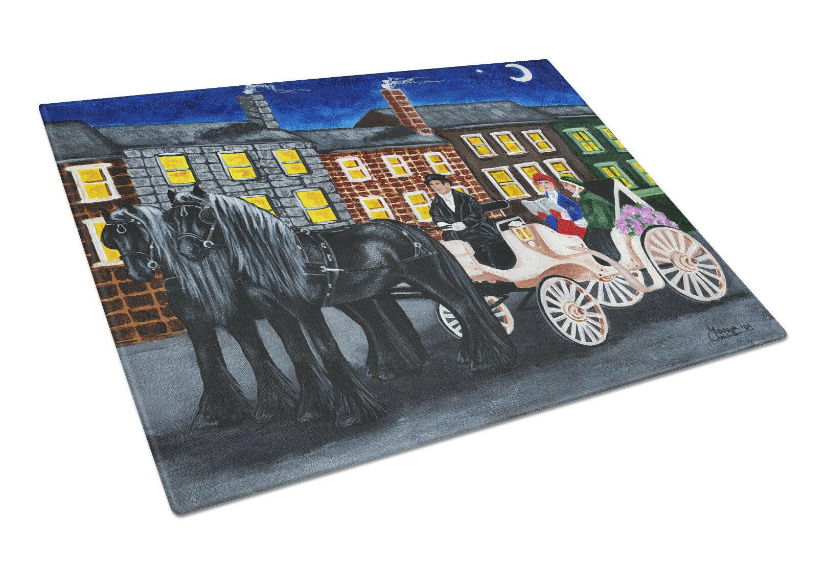 City Carriage Ride Horse Glass Cutting Board Large AMB1409LCB by Caroline's Treasures