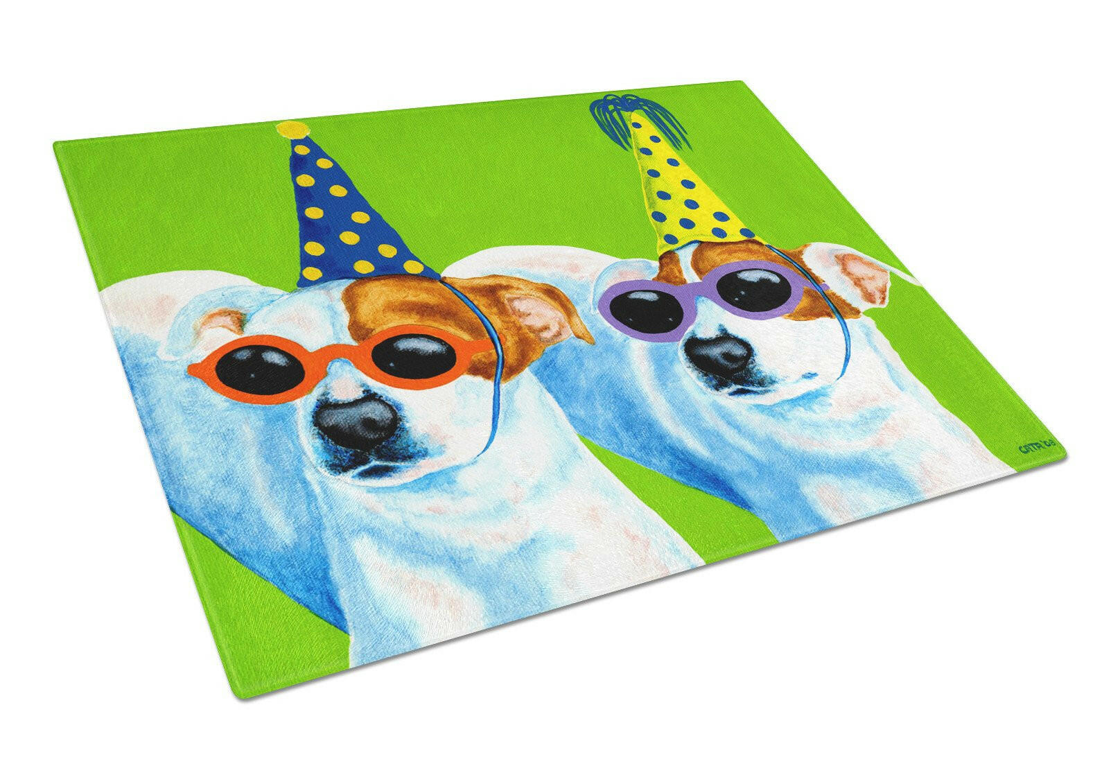 Party Animals Jack Russell Terriers Glass Cutting Board Large AMB1441LCB by Caroline's Treasures