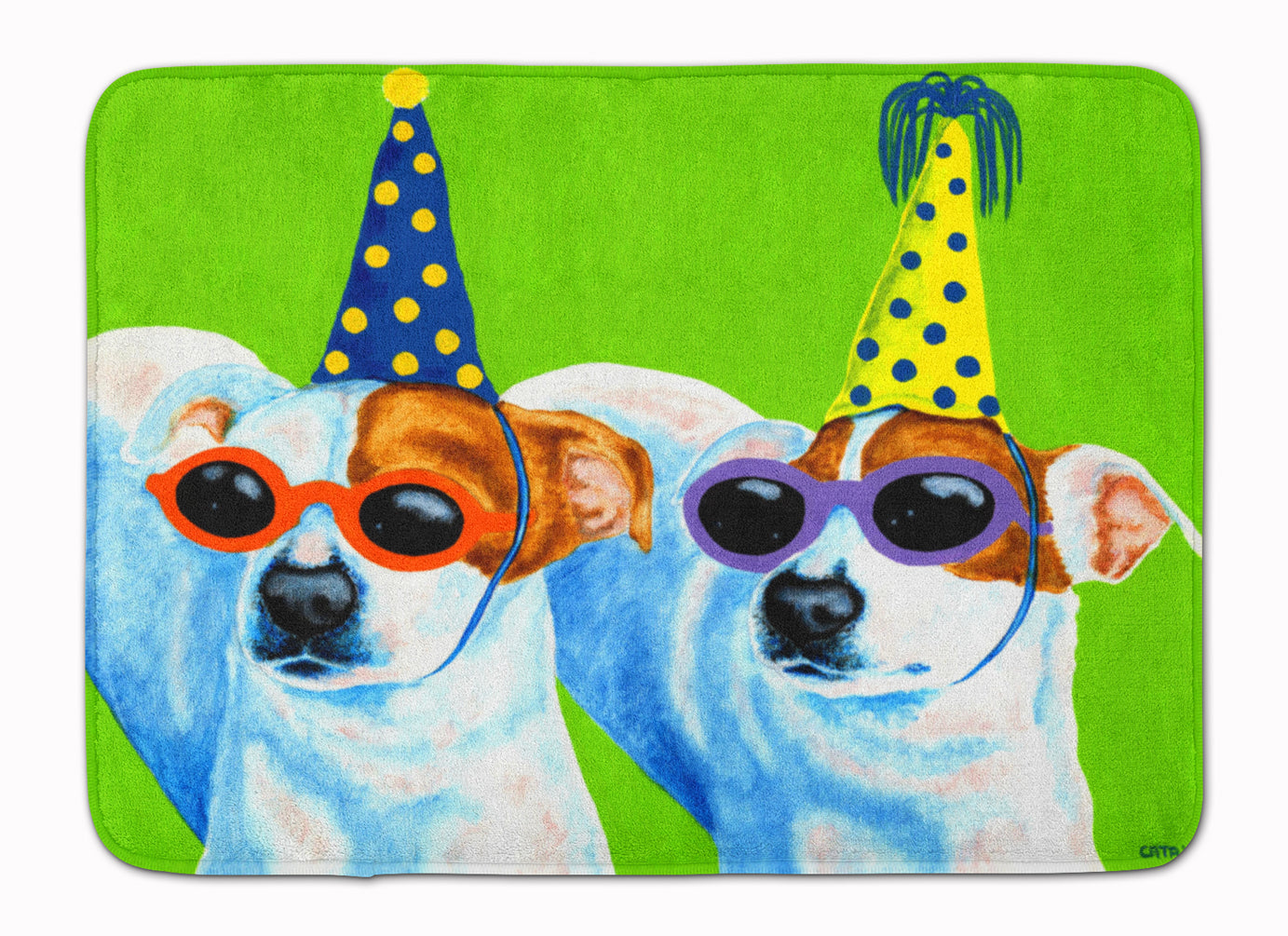 Party Animals Jack Russell Terriers Machine Washable Memory Foam Mat AMB1441RUG - the-store.com