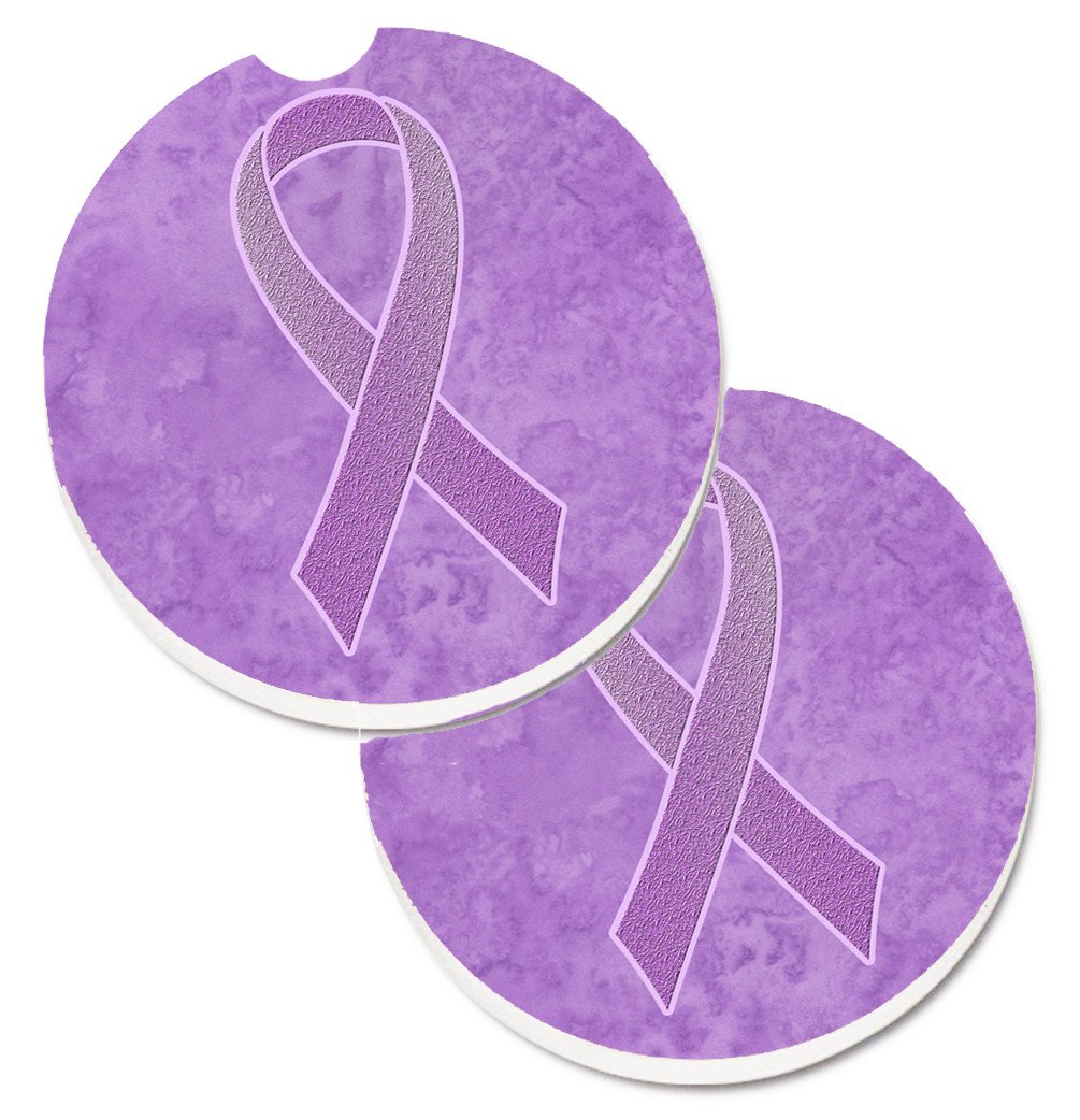 Lavender Ribbon for All Cancer Awareness Set of 2 Cup Holder Car Coasters AN1200CARC by Caroline&#39;s Treasures