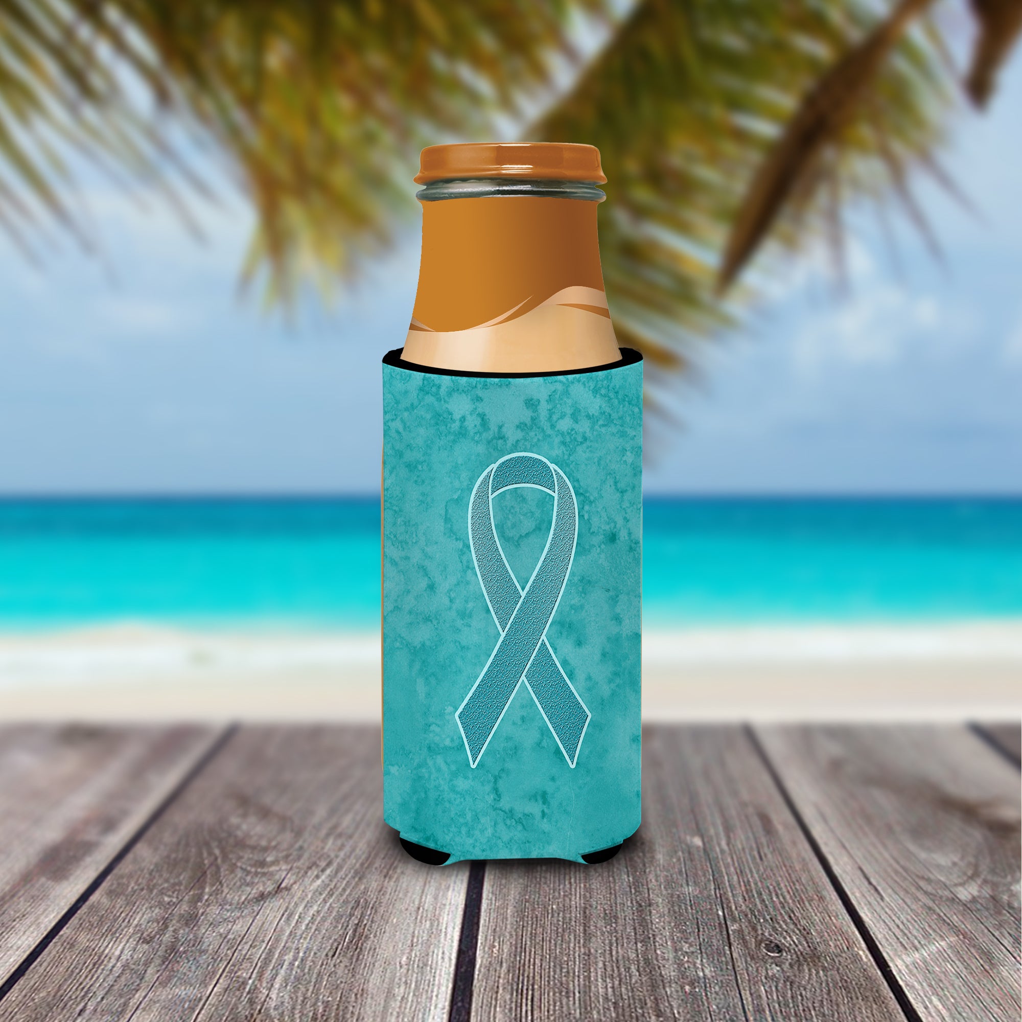 Teal Ribbon for Ovarian Cancer Awareness Ultra Beverage Insulators for slim cans AN1201MUK.