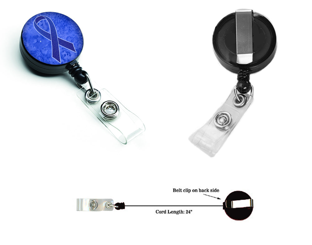 Dark Blue Ribbon for Colon Cancer Awareness Retractable Badge Reel AN1202BR