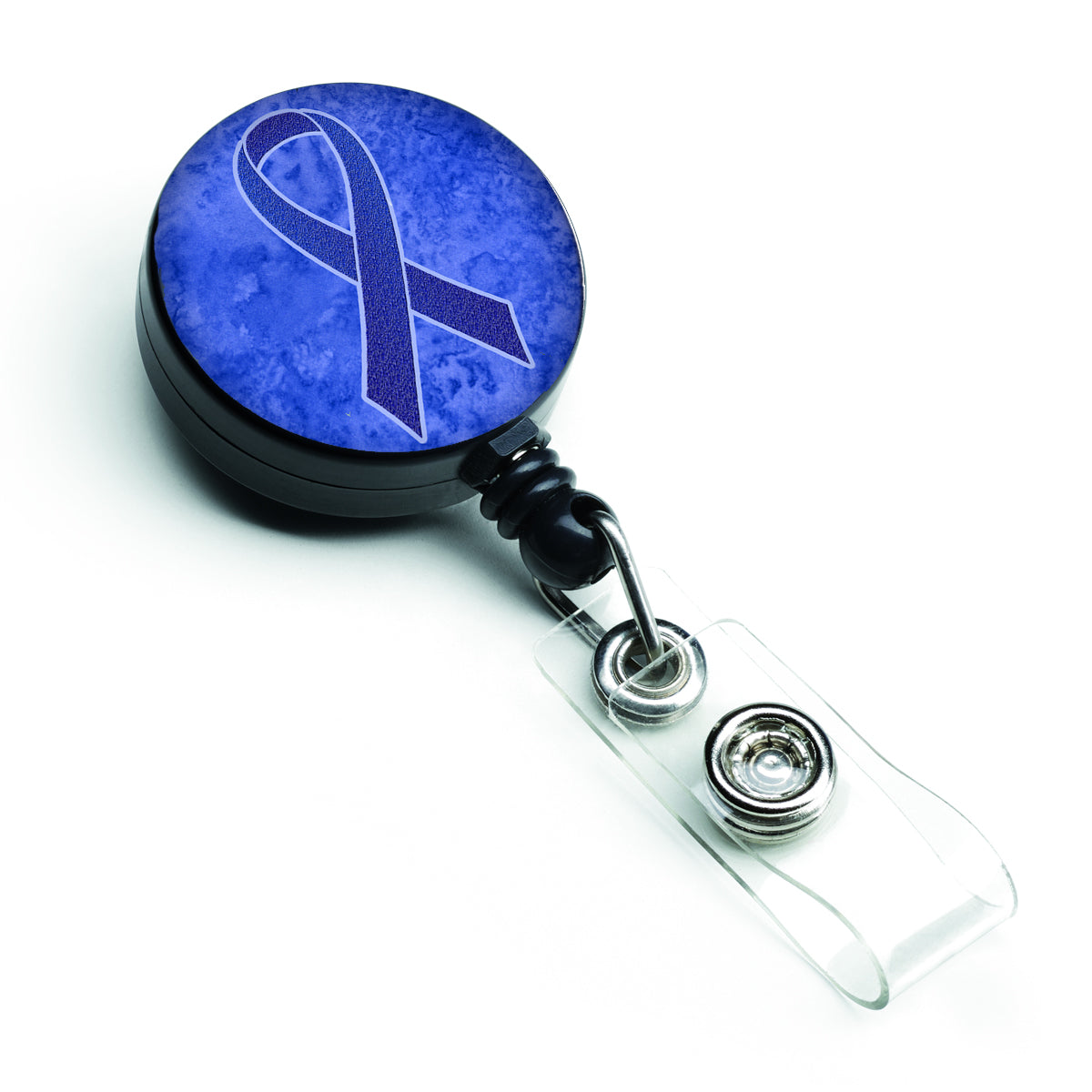 Dark Blue Ribbon for Colon Cancer Awareness Retractable Badge Reel AN1202BR.