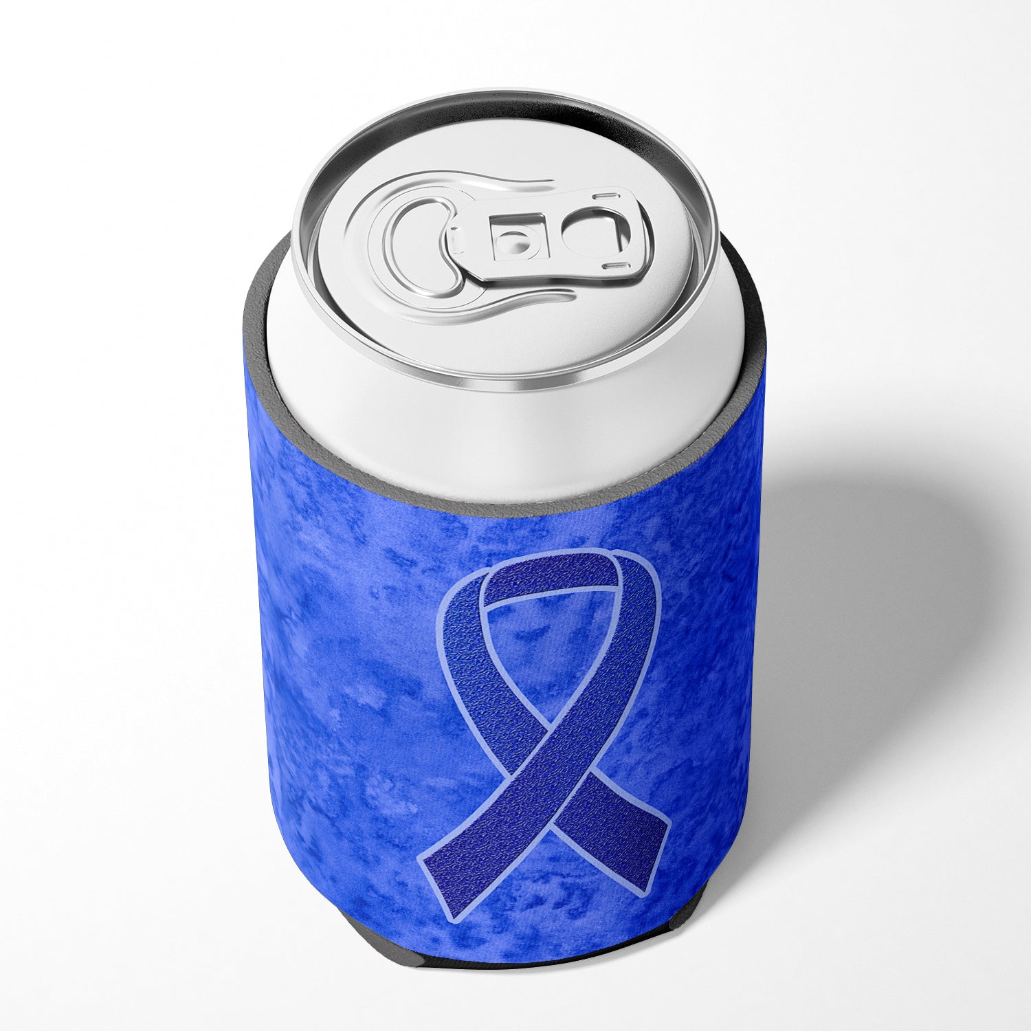Dark Blue Ribbon for Colon Cancer Awareness Can or Bottle Hugger AN1202CC.