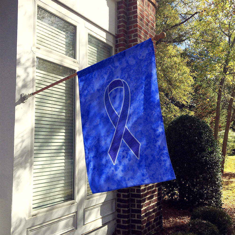 Dark Blue Ribbon for Colon Cancer Awareness Flag Canvas House Size AN1202CHF
