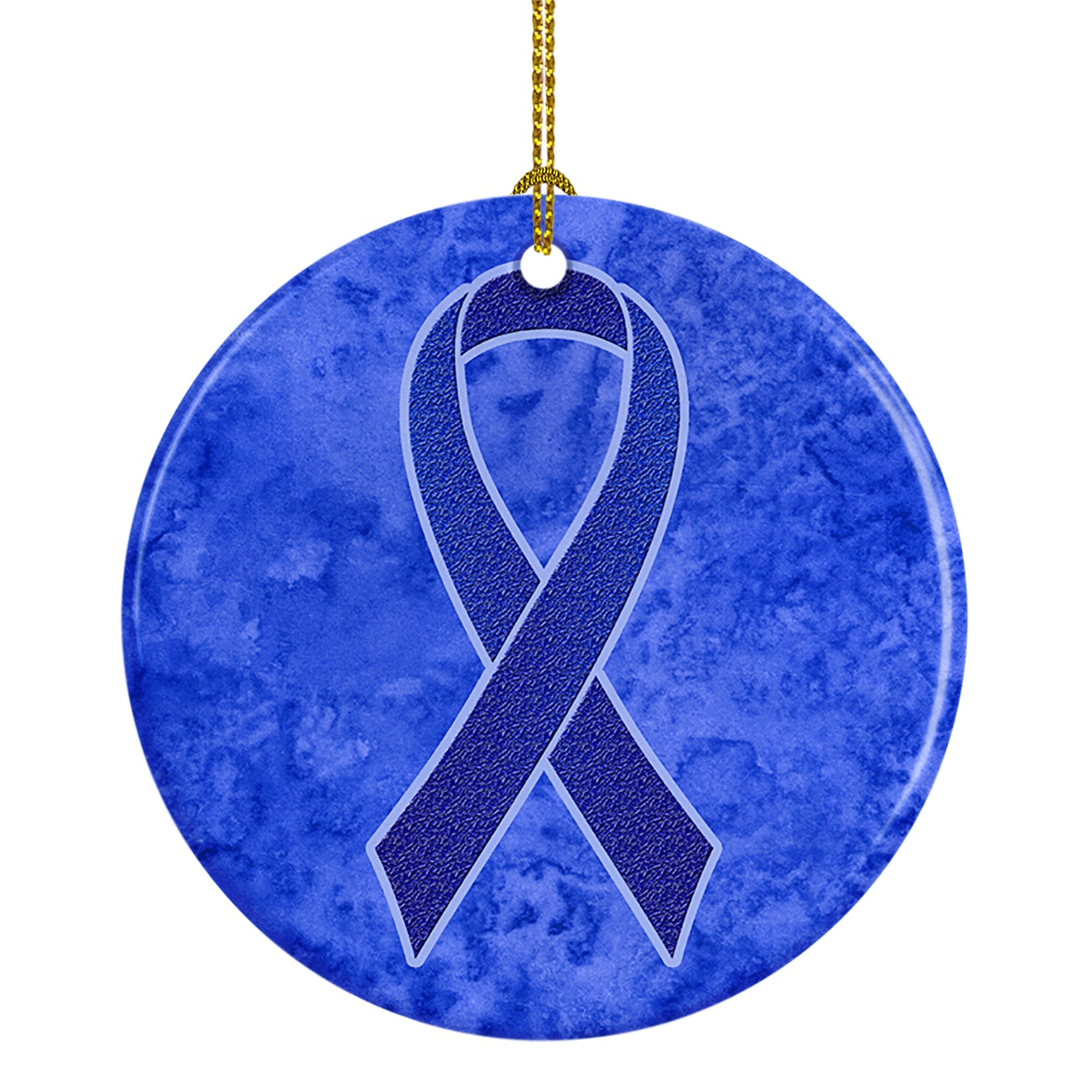 Dark Blue Ribbon for Colon Cancer Awareness Ceramic Ornament AN1202CO1 - the-store.com