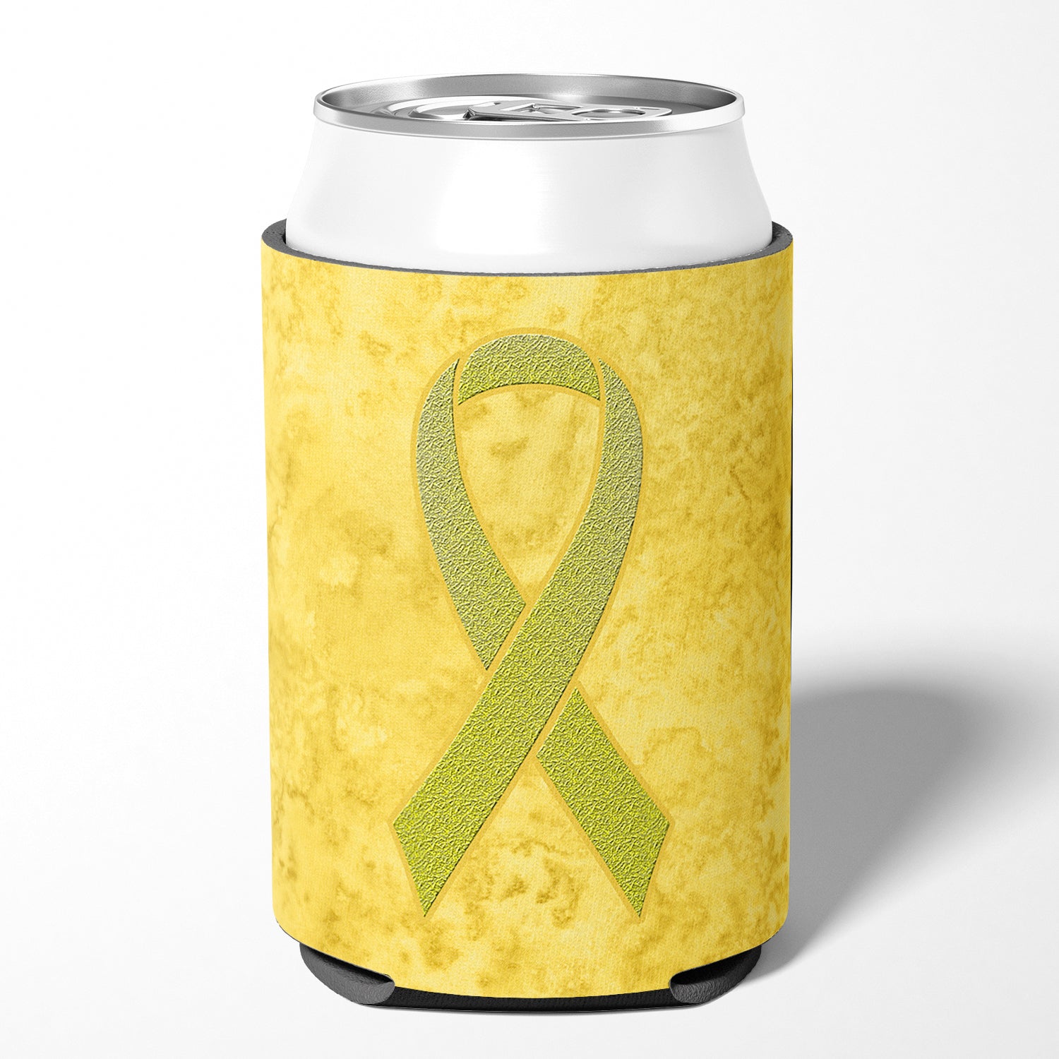 Yellow Ribbon for Sarcoma, Bone or Bladder Cancer Awareness Can or Bottle Hugger AN1203CC.