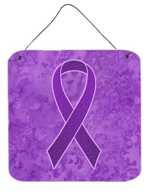 Purple Ribbon for Pancreatic and Leiomyosarcoma Cancer Awareness Wall or Door Hanging Prints AN1207DS66 by Caroline's Treasures