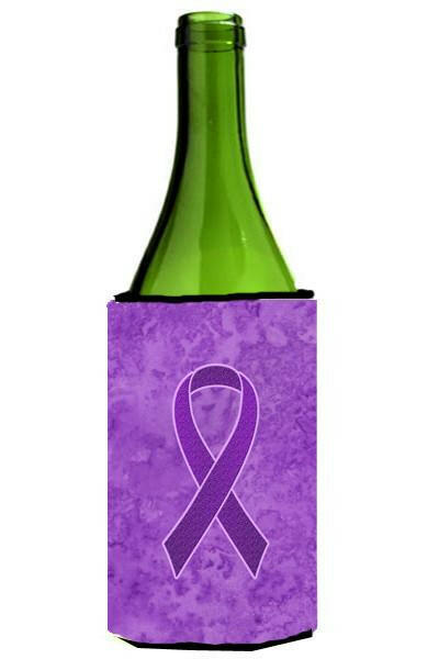 Purple Ribbon for Pancreatic and Leiomyosarcoma Cancer Awareness Wine Bottle Beverage Insulator Hugger AN1207LITERK by Caroline's Treasures