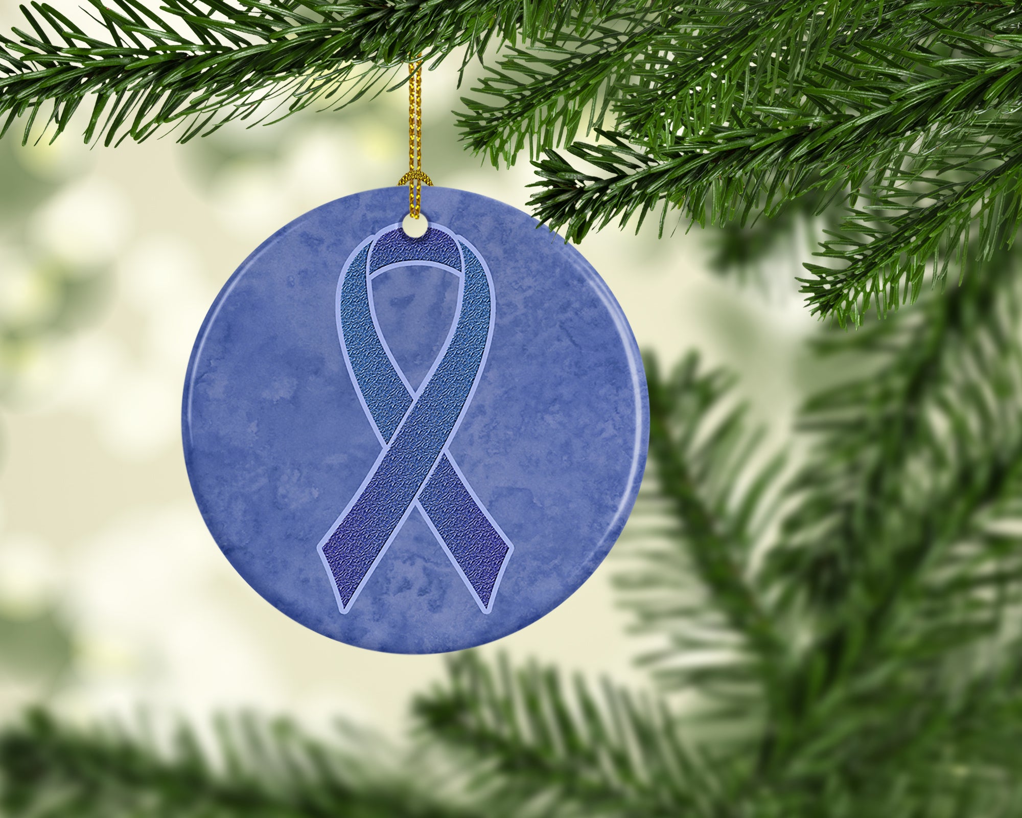 Periwinkle Blue Ribbon for Esophageal and Stomach Cancer Awareness Ceramic Ornament AN1208CO1 - the-store.com