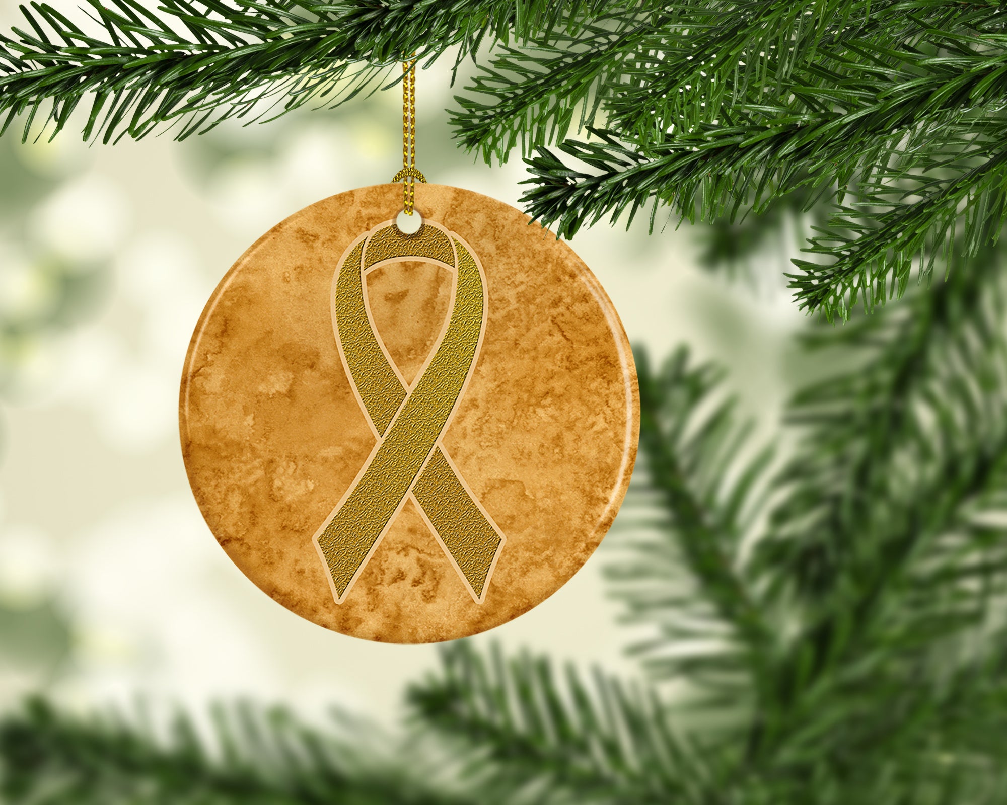 Gold Ribbon for Childhood Cancers Awareness Ceramic Ornament AN1209CO1 - the-store.com