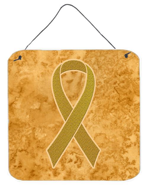 Gold Ribbon for Childhood Cancers Awareness Wall or Door Hanging Prints AN1209DS66 by Caroline's Treasures