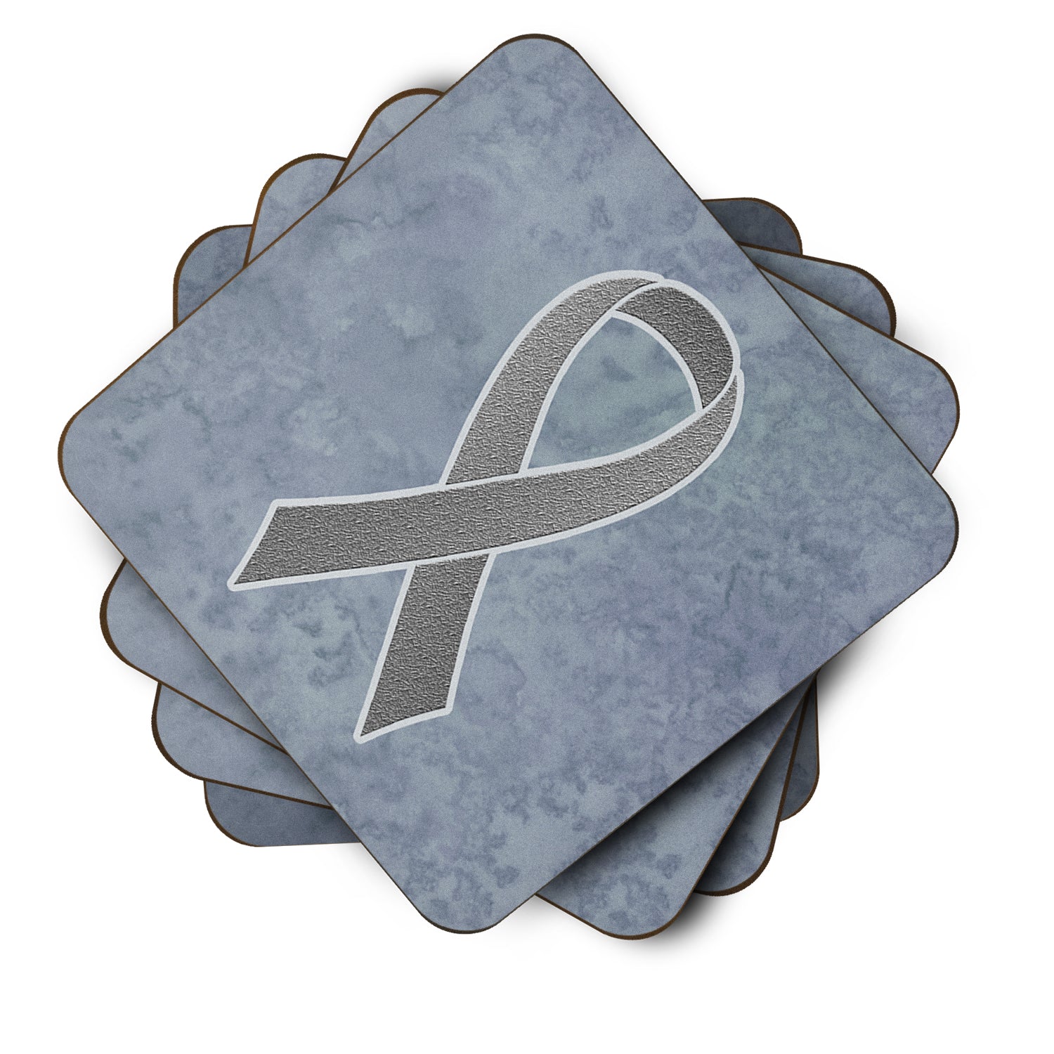 Set of 4 Grey Ribbon for Brain Cancer Awareness Foam Coasters AN1211FC - the-store.com