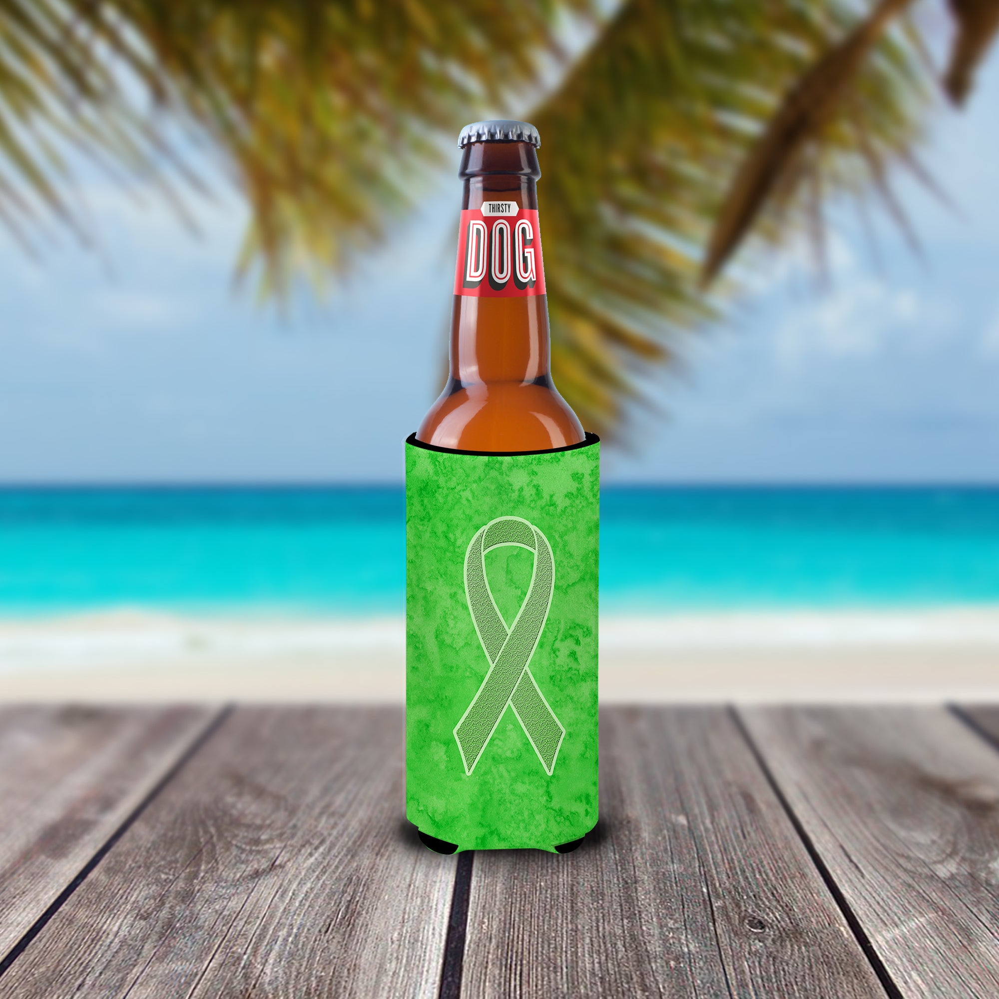 Lime Green Ribbon for Lymphoma Cancer Awareness Ultra Beverage Insulators for slim cans AN1212MUK.