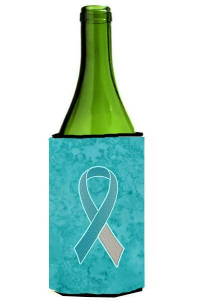 Teal and White Ribbon for Cervical Cancer Awareness Wine Bottle Beverage Insulator Hugger AN1215LITERK by Caroline's Treasures