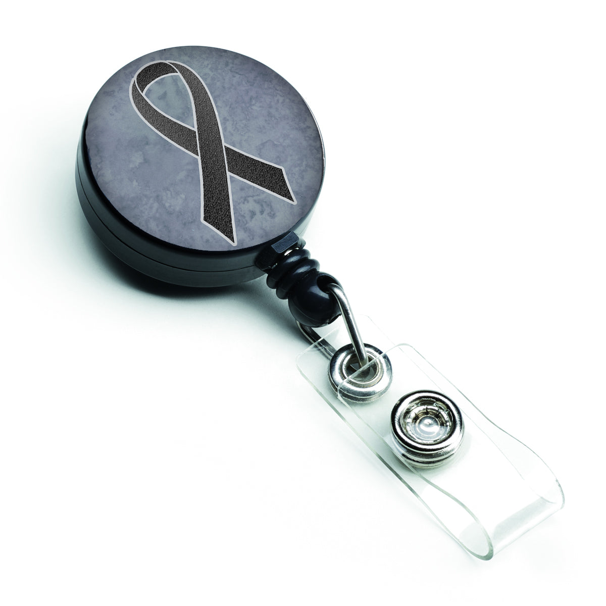 Black Ribbon for Melanoma Cancer Awareness Retractable Badge Reel AN1216BR.