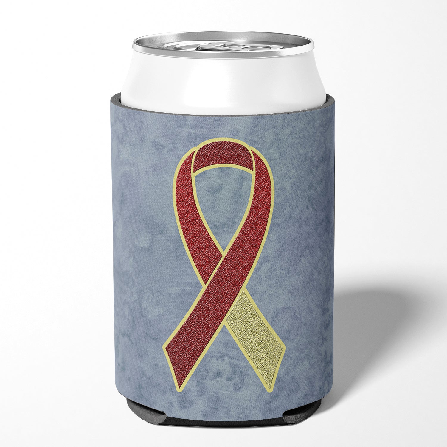 Burgundy and Ivory Ribbon for Head and Neck Cancer Awareness Can or Bottle Hugger AN1218CC