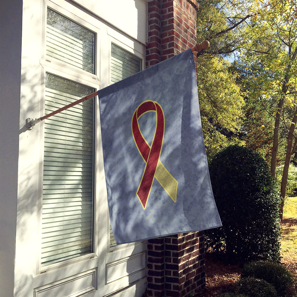 Burgundy and Ivory Ribbon for Head and Neck Cancer Awareness Flag Canvas House Size AN1218CHF