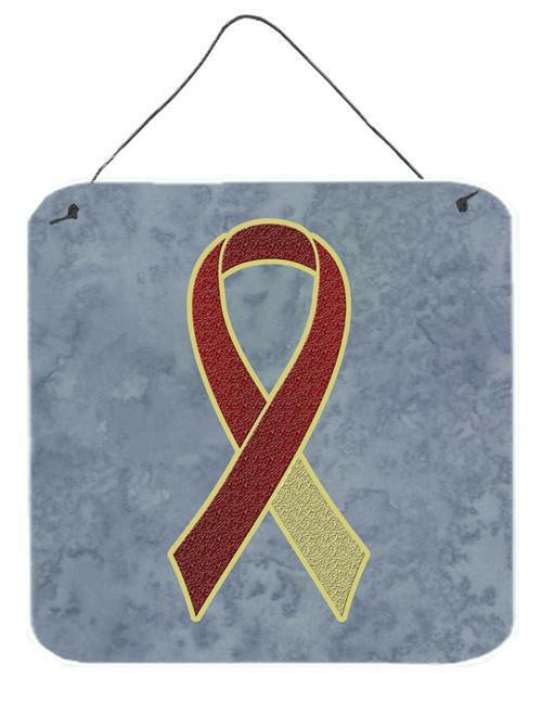 Burgundy and Ivory Ribbon for Head and Neck Cancer Awareness Wall or Door Hanging Prints AN1218DS66 by Caroline&#39;s Treasures